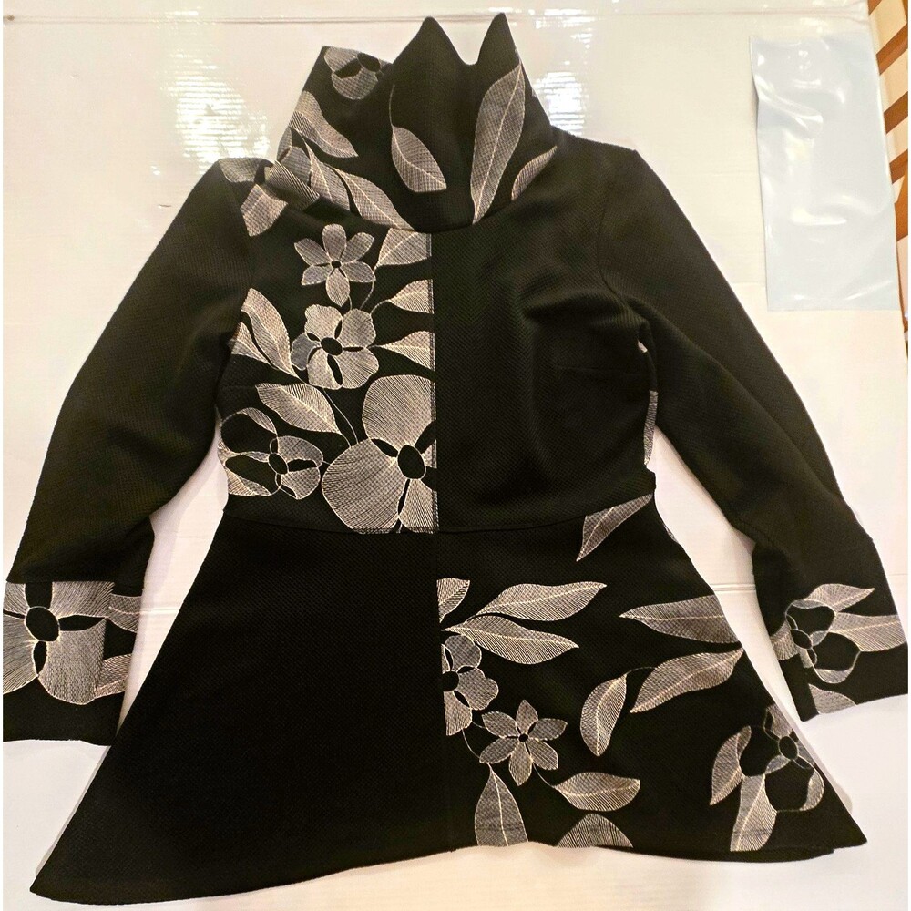 Frank Lyman Design Womens 12 Black Gray Floral Cowl Neck Tunic Top Canada